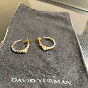 Disc Yurman rope mini earrings with pearls. 14k cold accents